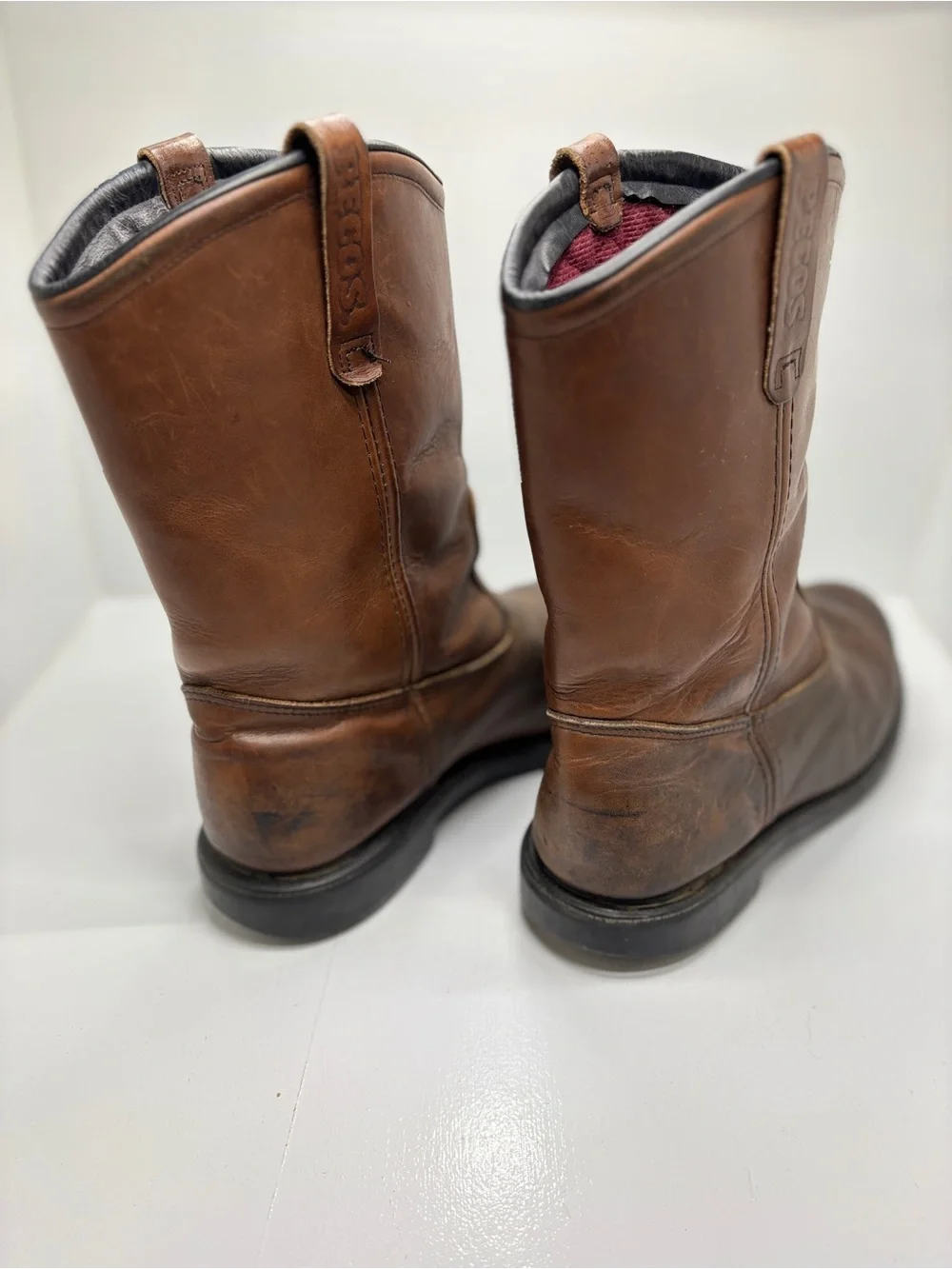 Red Wing 4441 Pecos Safety Toe Work Boots Men's 11 D Made USA Brown Leather Pull